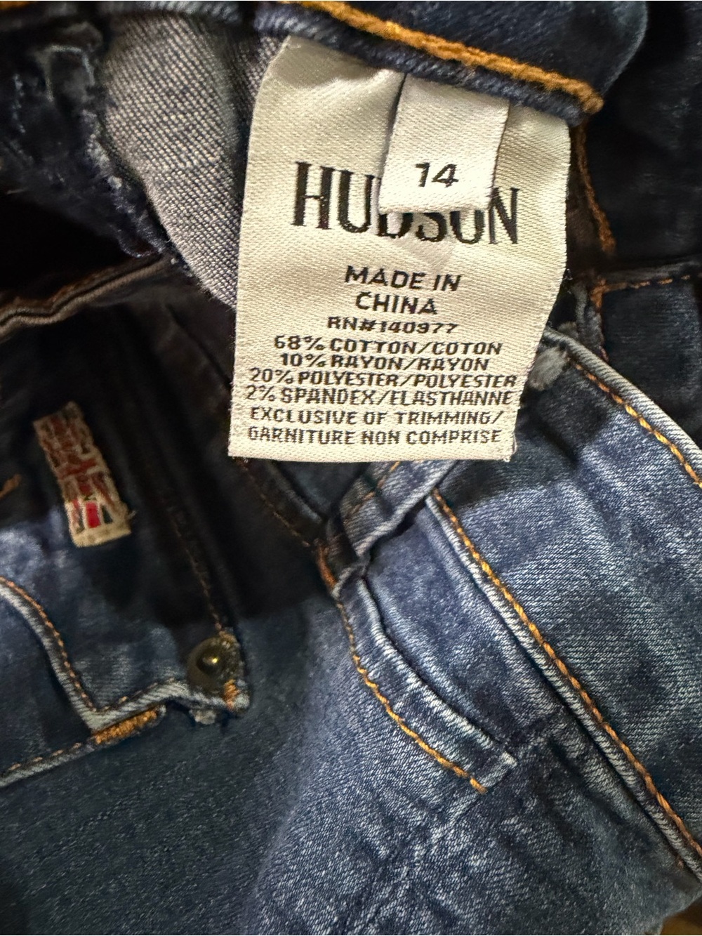 Hudson Jeans Kids Medium Blue Stretch Skinny Jeans with Button-Flap Back Pockets - Picture 4 of 5